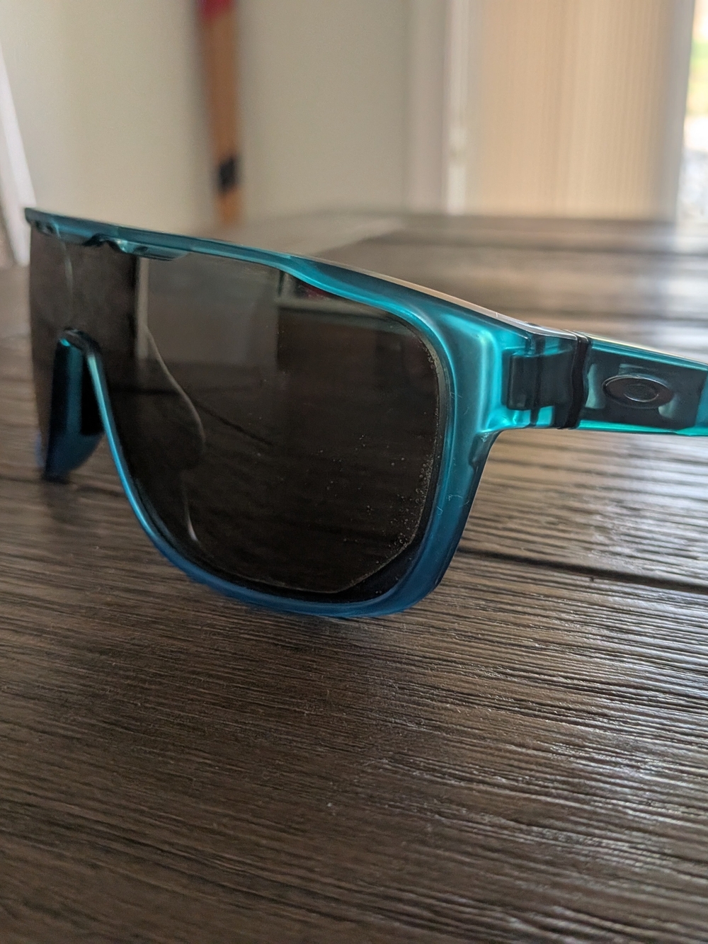 Oakley Crossrange Teal Transparent Frame Sunglasses with Dark Lenses